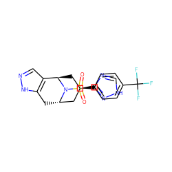 O=S(=O)(c1ccc(C(F)(F)F)cc1)N1[C@H]2Cc3[nH]ncc3[C@H]1C[C@@H](c1nc[nH]n1)C2 ZINC000118249782