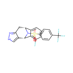 O=S(=O)(c1ccc(C(F)(F)F)cc1)N1[C@H]2c3c[nH]nc3C[C@@H]1c1cccc(F)c12 ZINC000096906453