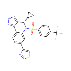 O=S(=O)(c1ccc(C(F)(F)F)cc1)N1c2cc(-c3cscn3)ccc2-c2n[nH]cc2[C@@H]1C1CC1 ZINC000045324695