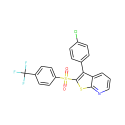 O=S(=O)(c1ccc(C(F)(F)F)cc1)c1sc2ncccc2c1-c1ccc(Cl)cc1 ZINC000147186496