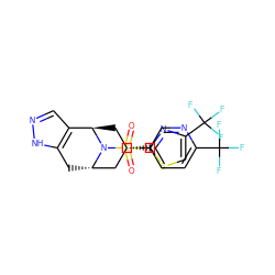 O=S(=O)(c1ccc(C(F)(F)F)nc1)N1[C@H]2Cc3[nH]ncc3[C@H]1C[C@H](c1nc(C(F)(F)F)cs1)C2 ZINC000118245497