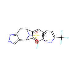 O=S(=O)(c1ccc(C(F)(F)F)nc1)N1[C@H]2c3c[nH]nc3C[C@@H]1c1cccc(F)c12 ZINC000096906454