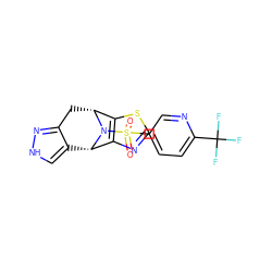 O=S(=O)(c1ccc(C(F)(F)F)nc1)N1[C@H]2c3c[nH]nc3C[C@@H]1c1scnc12 ZINC000096906471