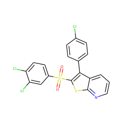 O=S(=O)(c1ccc(Cl)c(Cl)c1)c1sc2ncccc2c1-c1ccc(Cl)cc1 ZINC000138838750