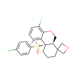 O=S(=O)(c1ccc(Cl)cc1)[C@@]12CCCC3(COC3)[C@@H]1COc1c(F)ccc(F)c12 ZINC000209454615