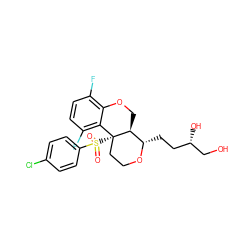 O=S(=O)(c1ccc(Cl)cc1)[C@@]12CCO[C@@H](CC[C@H](O)CO)[C@@H]1COc1c(F)ccc(F)c12 ZINC000043154111