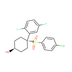 O=S(=O)(c1ccc(Cl)cc1)[C@]1(c2cc(F)ccc2F)CC[C@@H](O)CC1 ZINC000167521966