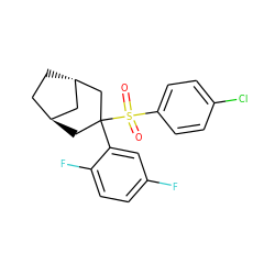 O=S(=O)(c1ccc(Cl)cc1)C1(c2cc(F)ccc2F)C[C@H]2CC[C@@H](C2)C1 ZINC000101038808