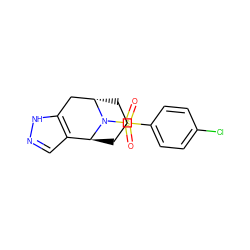 O=S(=O)(c1ccc(Cl)cc1)N1[C@H]2CCC[C@H]1c1cn[nH]c1C2 ZINC000299811009