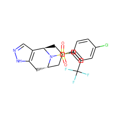 O=S(=O)(c1ccc(Cl)cc1)N1[C@H]2Cc3[nH]ncc3[C@H]1C[C@H](/C=C\C(F)(F)F)C2 ZINC000195376408