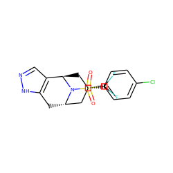 O=S(=O)(c1ccc(Cl)cc1)N1[C@H]2Cc3[nH]ncc3[C@H]1C[C@H](C(F)F)C2 ZINC000114841566