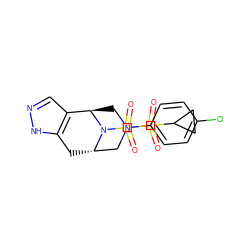 O=S(=O)(c1ccc(Cl)cc1)N1[C@H]2Cc3[nH]ncc3[C@H]1CN(S(=O)(=O)C1CC1)C2 ZINC000195374636