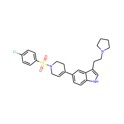 O=S(=O)(c1ccc(Cl)cc1)N1CC=C(c2ccc3[nH]cc(CCN4CCCC4)c3c2)CC1 ZINC000013589451