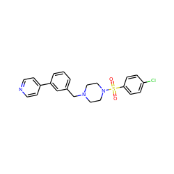 O=S(=O)(c1ccc(Cl)cc1)N1CCN(Cc2cccc(-c3ccncc3)c2)CC1 ZINC000040937156