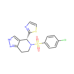 O=S(=O)(c1ccc(Cl)cc1)N1CCc2n[nH]cc2[C@@H]1c1nccs1 ZINC000049069618