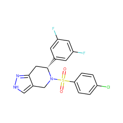 O=S(=O)(c1ccc(Cl)cc1)N1Cc2c[nH]nc2C[C@@H]1c1cc(F)cc(F)c1 ZINC000049113158