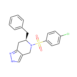 O=S(=O)(c1ccc(Cl)cc1)N1Cc2c[nH]nc2C[C@H]1Cc1ccccc1 ZINC000049125608