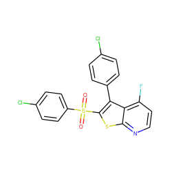 O=S(=O)(c1ccc(Cl)cc1)c1sc2nccc(F)c2c1-c1ccc(Cl)cc1 ZINC000140529348