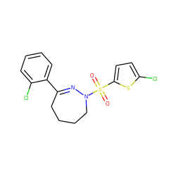 O=S(=O)(c1ccc(Cl)s1)N1CCCCC(c2ccccc2Cl)=N1 ZINC000040810648