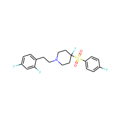 O=S(=O)(c1ccc(F)cc1)C1(F)CCN(CCc2ccc(F)cc2F)CC1 ZINC000028115626