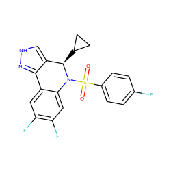 O=S(=O)(c1ccc(F)cc1)N1c2cc(F)c(F)cc2-c2n[nH]cc2[C@H]1C1CC1 ZINC000096906443