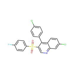 O=S(=O)(c1ccc(F)cc1)c1cnc2cc(Cl)ccc2c1-c1ccc(Cl)cc1 ZINC000166377010