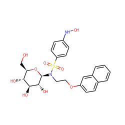 O=S(=O)(c1ccc(NO)cc1)N(CCOc1ccc2ccccc2c1)[C@@H]1O[C@H](CO)[C@@H](O)[C@H](O)[C@H]1O ZINC000038854654