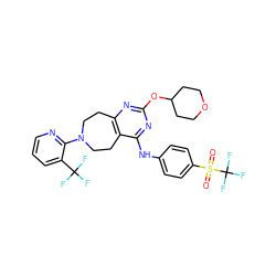 O=S(=O)(c1ccc(Nc2nc(OC3CCOCC3)nc3c2CCN(c2ncccc2C(F)(F)F)CC3)cc1)C(F)(F)F ZINC000144162480