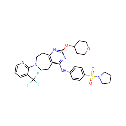 O=S(=O)(c1ccc(Nc2nc(OC3CCOCC3)nc3c2CCN(c2ncccc2C(F)(F)F)CC3)cc1)N1CCCC1 ZINC000144245091