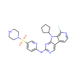 O=S(=O)(c1ccc(Nc2ncc3c4ccnc(F)c4n(C4CCCC4)c3n2)nc1)N1CCNCC1 ZINC000117682738