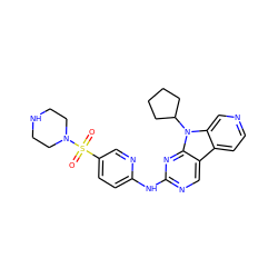 O=S(=O)(c1ccc(Nc2ncc3c4ccncc4n(C4CCCC4)c3n2)nc1)N1CCNCC1 ZINC000117680972