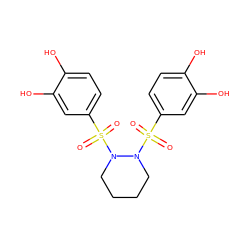 O=S(=O)(c1ccc(O)c(O)c1)N1CCCCN1S(=O)(=O)c1ccc(O)c(O)c1 ZINC000202703893