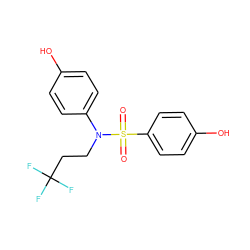 O=S(=O)(c1ccc(O)cc1)N(CCC(F)(F)F)c1ccc(O)cc1 ZINC000072124547