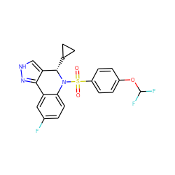 O=S(=O)(c1ccc(OC(F)F)cc1)N1c2ccc(F)cc2-c2n[nH]cc2[C@@H]1C1CC1 ZINC000045256102