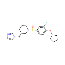 O=S(=O)(c1ccc(OC2CCCC2)c(F)c1)N1CCC[C@@H](Cn2ccnc2)C1 ZINC000653912847