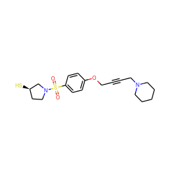 O=S(=O)(c1ccc(OCC#CCN2CCCCC2)cc1)N1CC[C@@H](S)C1 ZINC000028820467