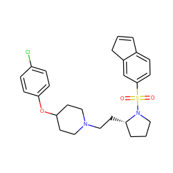 O=S(=O)(c1ccc2c(c1)CC=C2)N1CCC[C@@H]1CCN1CCC(Oc2ccc(Cl)cc2)CC1 ZINC000028458743