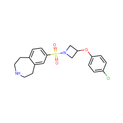 O=S(=O)(c1ccc2c(c1)CCNCC2)N1CC(Oc2ccc(Cl)cc2)C1 ZINC000040953819