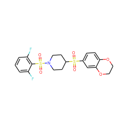 O=S(=O)(c1ccc2c(c1)OCCO2)C1CCN(S(=O)(=O)c2c(F)cccc2F)CC1 ZINC000036380027