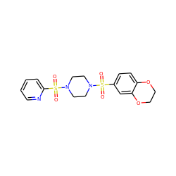 O=S(=O)(c1ccc2c(c1)OCCO2)N1CCN(S(=O)(=O)c2ccccn2)CC1 ZINC000036380232