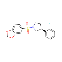 O=S(=O)(c1ccc2c(c1)OCO2)N1CC[C@@H](c2ccccc2F)C1 ZINC000549474153