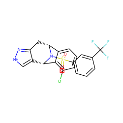 O=S(=O)(c1cccc(C(F)(F)F)c1)N1[C@H]2c3c[nH]nc3C[C@@H]1c1cccc(Cl)c12 ZINC000096906460