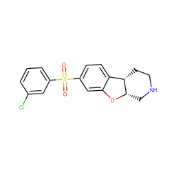 O=S(=O)(c1cccc(Cl)c1)c1ccc2c(c1)O[C@H]1CNCC[C@@H]21 ZINC000073197840