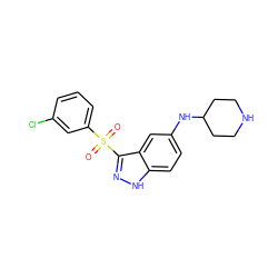 O=S(=O)(c1cccc(Cl)c1)c1n[nH]c2ccc(NC3CCNCC3)cc12 ZINC000035278957