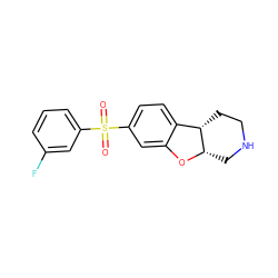 O=S(=O)(c1cccc(F)c1)c1ccc2c(c1)O[C@H]1CNCC[C@@H]21 ZINC000073197839