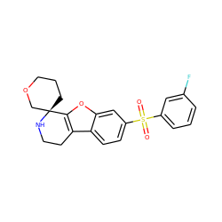 O=S(=O)(c1cccc(F)c1)c1ccc2c3c(oc2c1)[C@]1(CCCOC1)NCC3 ZINC000073221477