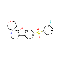 O=S(=O)(c1cccc(F)c1)c1ccc2c3c(oc2c1)C1(CCOCC1)NCC3 ZINC000073222760