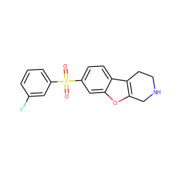 O=S(=O)(c1cccc(F)c1)c1ccc2c3c(oc2c1)CNCC3 ZINC000073224737