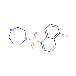 O=S(=O)(c1cccc2c(Cl)cccc12)N1CCCNCC1 ZINC000000402771