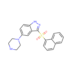 O=S(=O)(c1cccc2ccccc12)c1n[nH]c2ccc(N3CCNCC3)cc12 ZINC000003820936